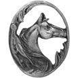 Horse Profile with Western Scroll Antiqued Lapel Pin